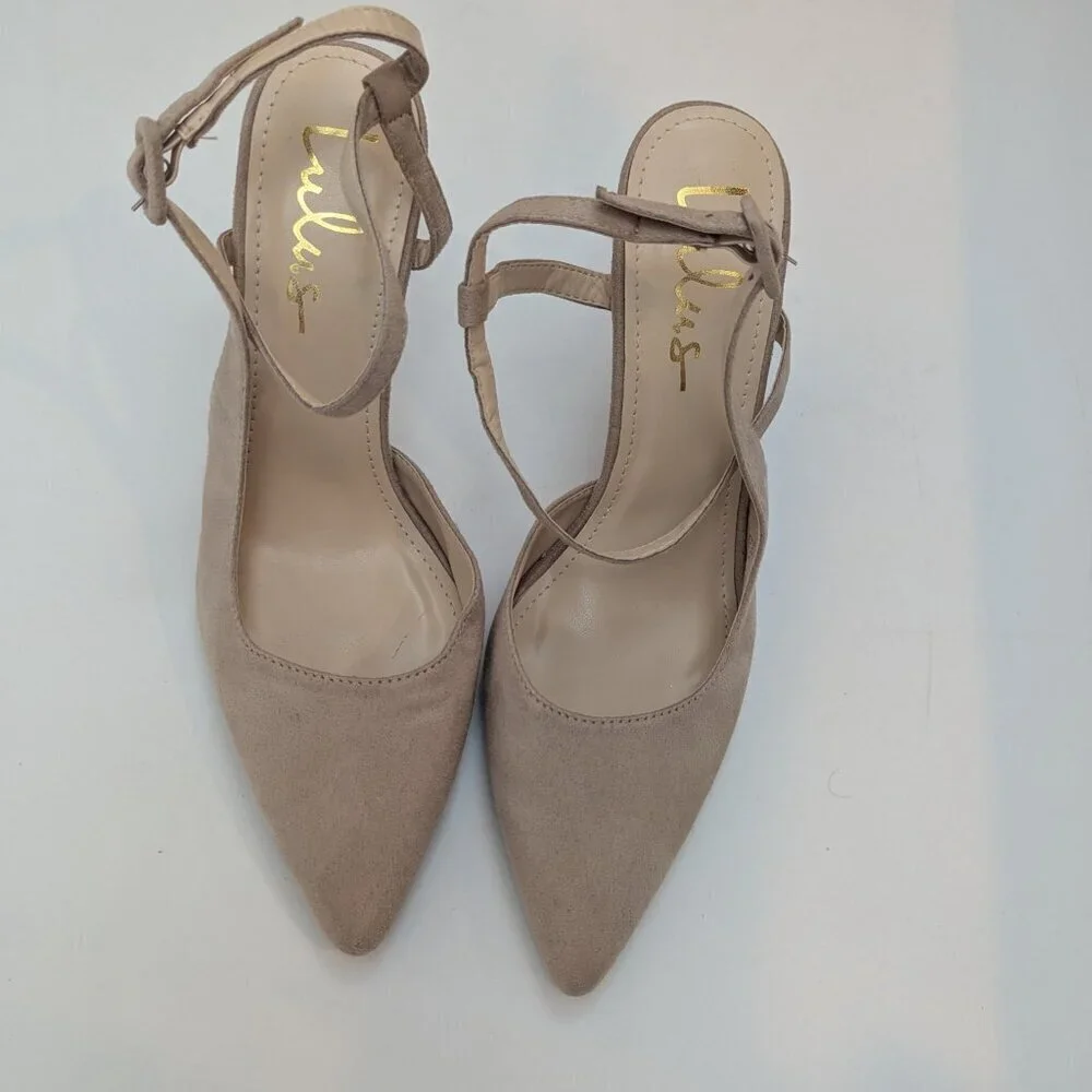 Lulus Neutral Pumps Asymmetrical Slingbacks, Sz 7.5